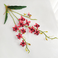 Tanaman Anggrek Daun Daun-daun Simulasi, Bunga Sutra Buatan, Phalaenopsis, Dekorasi Tahun Baru Imlek