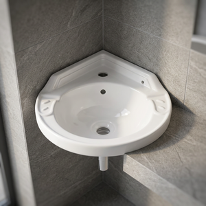 Column style small-sized bathroom with simple triangular column integrated ceramic mini floor-standing washbasin balcony basin - Product Image 5
