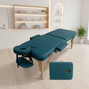 Cama de Masaje <span class=keywords><strong>Plegable</strong></span> de Madera de Dos Secciones Extra Grande Personalizada con Patas Ajustables, Adecuada para Centros de Belleza y Gimnasios - Product Image 1