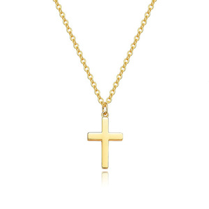 Collana con Ciondolo a Croce Placcata in Oro Giallo, Lega di Zinco, Catena a Maglia, Unisex, Regalo Religioso Cristiano per Uso Quotidiano - Product Image 1