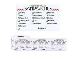 Etiquetas Personalizadas para Empacar Sándwiches Frescos, 500 Unidades, 3x2 Pulgadas, Rollo de Etiquetas para Restaurantes de Desayuno/Almuerzo - Product Image 4