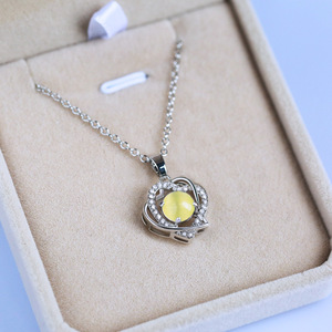 Collana con Ciondolo Floreale in Stile Coreano per Donne, con Incastonatura di Gemme, Catena in Rame, Design Elegante per la Clavicola - Product Image 4