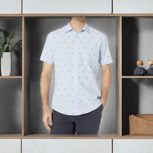 <b>Mens</b> Summer Short Sleeve Button Down <b>Shirt</b> Cotton Small Pattern Casual Vacation Hawaiian <b>Shirt</b> Breathable <b>Beach</b> Resort Holiday T - Product Image 3