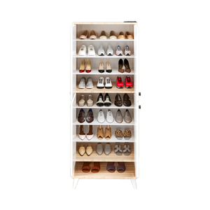Meuble de rangement Imaj 4 portes en bois blanc-sonomo, organisateur de garde-manger à 9 étagères et étagère à chaussures, étagère utilitaire multifonction à 9 niveaux - Product Image 1