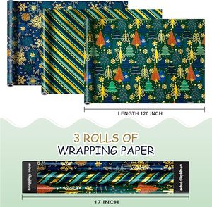 Shimmering Christmas dark green Christmas tree snowflake <b>pattern</b> aluminum-coated <b>paper</b> wrapping <b>paper</b> - Product Image 2