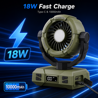 2026 Camping-Ventilator mit Fernbedienung, bürstenlosem Motor, 100 Geschwindigkeiten, Typ-C-LED-Licht, wiederaufladbar, 10000mAh Akku, Kunststoff, energiesparend