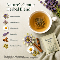 Mélange de tisanes pour le sommeil à base d'extraits de plantes : Fleur de passion, Camomille, Fleur de tilleul, Herbe à chat, Hameçon, Verveine citronnée – Tisane relaxante pour la nuit