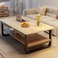 Table basse moderne en bois 100 x 60 x 42 cm avec étagère de rangement, meuble pour salon, appartement, hôtel