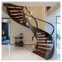 Escaliers Courbes de Style Populaire avec Rampe en Verre Trempé, Escaliers Courbes Minimalistes pour Bâtiments Résidentiels