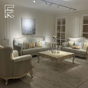 Sofá Europeo Francés de Lujo, Tallado a Mano, Tapizado en Tela, de Madera de Haya Maciza, para Sala de Estar, Salón, Villa, Estilo <span class=keywords><strong>Palacio</strong></span>, Personalizado de Alta Gama - Product Image 1