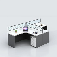 Table de bureau commerciale moderne avec tiroirs et ensemble de chaises, poste de travail de bureau pour 6 personnes, bureaux modulaires