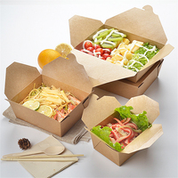 Boîte à salade jetable en papier kraft à emporter Emballage alimentaire en carton en papier kraft gaufré pour les salades à emporter