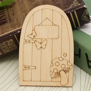 Unlackierte laser gravierte Weihnachts tür Geschenk Diy Fairy Door Holztafel