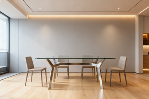 Tavolo da Pranzo Moderno <span class=keywords><strong>in</strong></span> Metallo e <span class=keywords><strong>Vetro</strong></span> Temperato con <span class=keywords><strong>Gambe</strong></span> Regolabili <span class=keywords><strong>in</strong></span> Altezza <span class=keywords><strong>per</strong></span> Appartamenti e Hotel, 8 Posti, Arredamento <span class=keywords><strong>per</strong></span> la Casa - Product Image 3