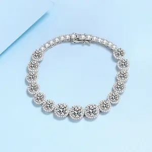 Pulsera de moissanita de 10CT, diamantes cultivados de laboratorio GRA, pulsera de joyería fina de plata de ley S925 de lujo para mujer