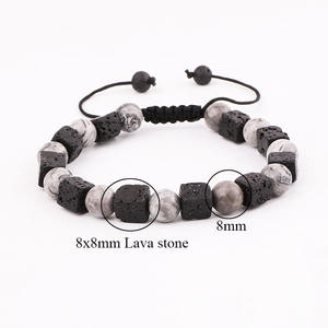 <span class=keywords><strong>Bracelet</strong></span> de perles en <span class=keywords><strong>pierre</strong></span> <span class=keywords><strong>volcanique</strong></span>, accessoire d'aromathérapie en lave, diffuseur d'<span class=keywords><strong>huile</strong></span> <span class=keywords><strong>essentielle</strong></span>, macramé, bijou Vintage d'amitié, pour hommes et femmes, nouvelle collection - Product Image 2