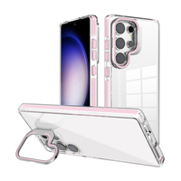 Coque de téléphone transparente pour Samsung S25 Ultra S24 S23 Plus S22 + S21 S20 FE avec support protecteur d'objectif de caméra couverture antichoc