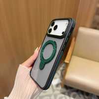 Étui de luxe magnétique pour téléphone avec support métallique, coque en acrylique + TPU, protection latérale antidérapante, accessoires pour iPhone 17 16 15 Pro Max