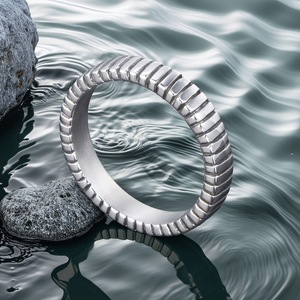 <b>Titanium</b> Steel <b>Ring</b> Thin Band Geometric Pattern Unisex Fashion Jewelry Gift SA774 - Product Image 4