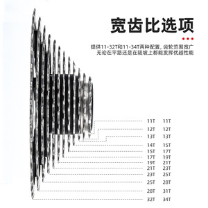 Casete de Bicicleta Bolany de 12 Velocidades 11-32T 11-34T con Amplio Rango de Engranajes para Bicicleta de Carretera - Product Image 1