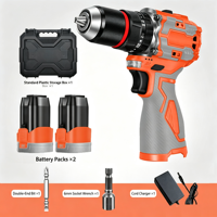 Taladro Inalámbrico sin Escobillas de 16.8V, Atornillador de Impacto Recargable de 60N.m con Batería, Cargador, Brocas, Juego de Llaves de Tubo y Taladro Manual, 2 Baterías