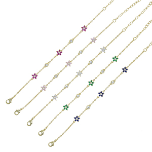 Collar <span class=keywords><strong>de</strong></span> <span class=keywords><strong>Cadena</strong></span> con Dijes <span class=keywords><strong>de</strong></span> Flores Delicadas y Coloridas, Diseño 2026, con Circonitas Cúbicas 5A, para Mujeres a la Moda - Product Image 6