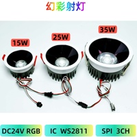 15W/25W/35W DC24V WS2811 RGBIC adressable LED Smart Pixel Downlight utilisation intérieure 3Pin JST in and Out 15 degrés