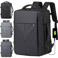 Sac à dos pour ordinateur portable de grande capacité pour hommes, avec logo personnalisé, port de charge USB, étanche, extensible, pour les voyages d'affaires et les trajets quotidiens