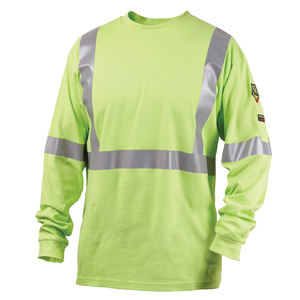Camiseta de Manga Larga de Algodón FR NFPA2112, Color Lima Sólido, con Cinta Reflectante Bordada, Diseño Formal - Product Image 1