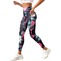 Celana Yoga High Waist Elastis Tinggi, Kaki Lebar, Warna Kontras, Anti Kusut, Bahan Bernapas, Kontrol Perut