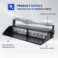 Barra de Luces Estroboscópicas de Emergencia LED de 12/24V - Luces de Advertencia de Seguridad para Montaje en Parabrisas/Tablero para Vehículos de Emergencia