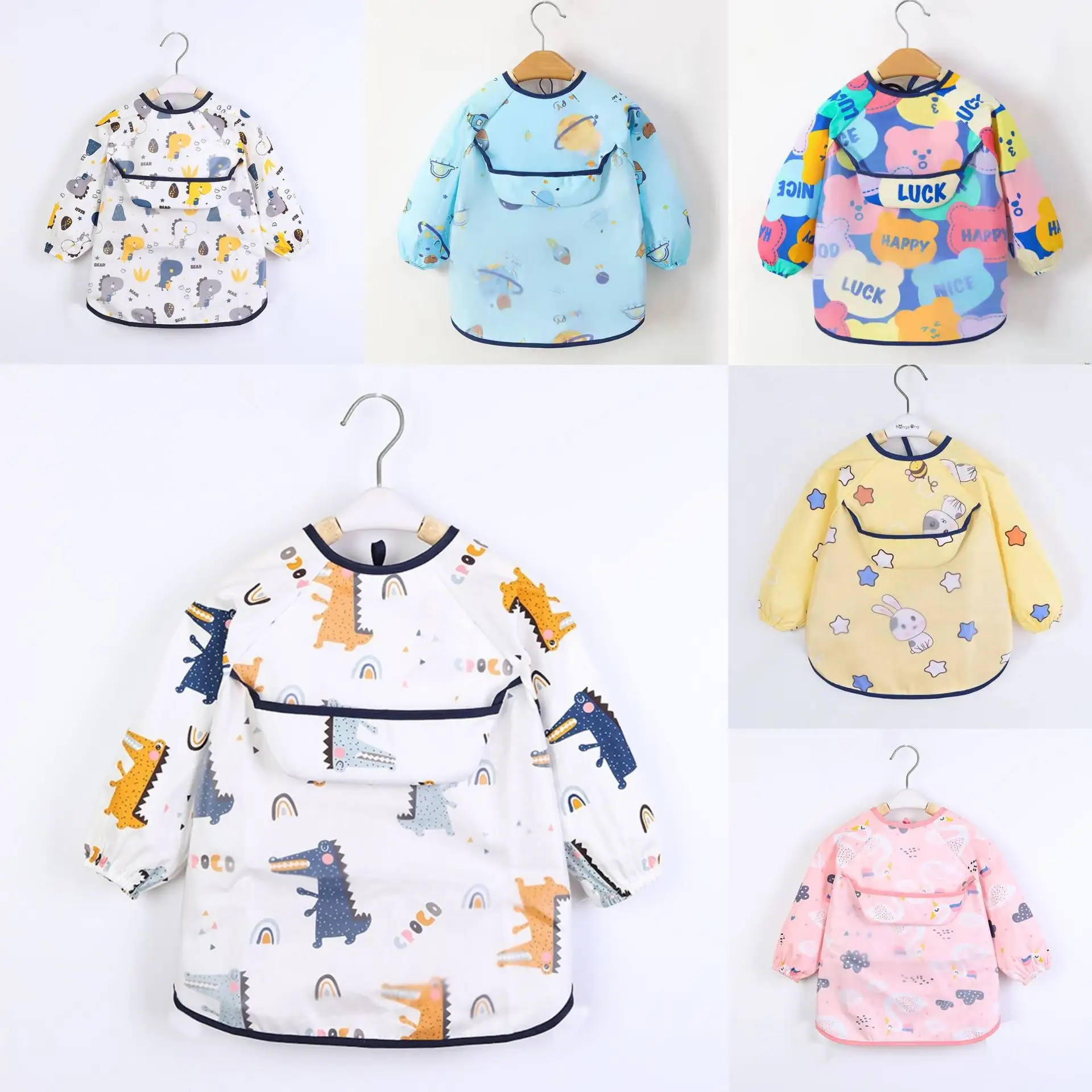 De manga larga bebé Baberos niños bufanda niño impermeable niños alimentación delantal babero infantil para niños niñas paño del Burp baberos Bandana