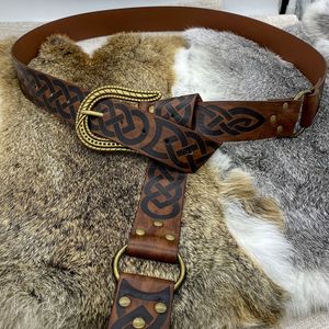 Ceinture médiévale pour homme en cuir gaufré, ceinture viking, ceinture de guerrier Valhalla, ceinture de <span class=keywords><strong>chevalier</strong></span>, accessoires anciens - Product Image 6