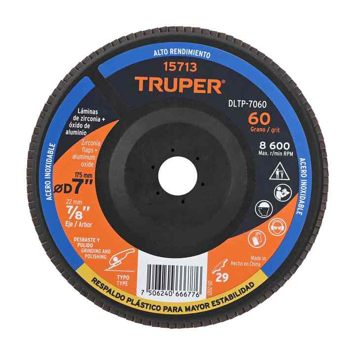 Truper DLTP-7060 7 'mola a disco laminata 7/8 'centro supporto in plastica graniglia 60 ruote tagliate in resina per molatura