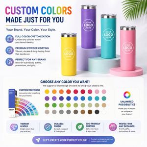 Laser Engrave 20oz 600ml DIY Gift Stainless Steel <b>Skinny</b> Straight Travel Coffee Mug Powder Coated Insulated Tumbler with Lid - Product Image 6