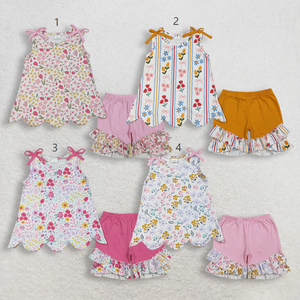Ensembles d'été pour bébés filles : hauts à volants et fleurs, shorts à volants - Product Image 1