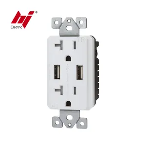 USA Type Tamper Resistant Electric Duplex Wall Socket with 2 USB Charger