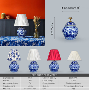 2700K Phong Cách Bắc Âu Có Thể Sạc Lại Gốm Bảng Đèn Khách Sạn Mô Hình Cho Phòng Ngủ Và Phòng Khách Gốm Jar Bảng Đèn - Product Image 6