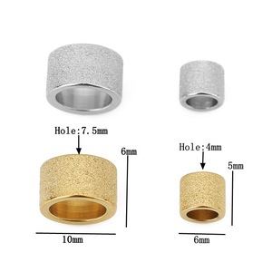Stainless Steel Antique Sand Gold Frosted Beads Large Hole DIY Jewelry Spacer Round Simple Style WLL264 - Product Image 2