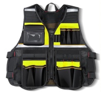Gilet de travail multi-poches, haute visibilité, réfléchissant, réglable, en maille robuste, pour électriciens et charpentiers