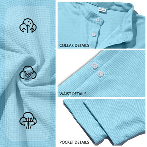 เสื้อโปโลแขนยาวผู้ชายขายดีสำหรับฤดูร้อน สวมใส่สบาย ระบายอากาศได้ดี สีพื้น กระดุมติด คอตั้ง เหมาะสำหรับเล่นกอล์ฟ - Product Image 6