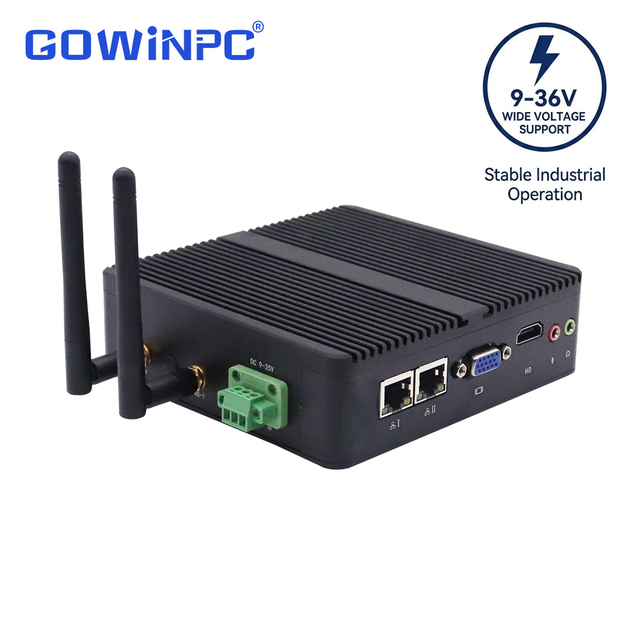 SMT Factory Supply J4125 J1900 N95 N97 Mini Industrial PC Fanless Firewall Router with 2*RS232 COM Ports 9-36V