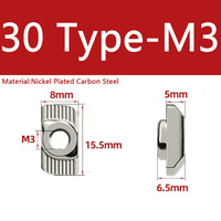 Écrou en T M3 entièrement fileté en acier au carbone série 30 pour profilés en aluminium 2020 3030, quincaillerie de jonction de cadre, norme européenne