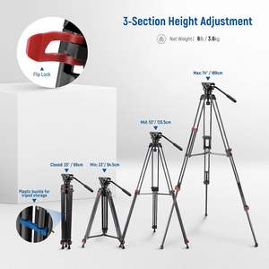 Neewer 74 "Pro ขาตั้งกล้องวิดีโอพร้อมหัวของเหลวขาตั้งกล้องอะลูมิเนียมสำหรับ <span class=keywords><strong>Manfrotto</strong></span> 501DSLR - Product Image 2