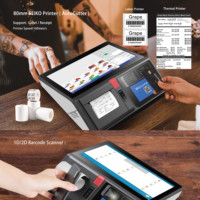 Scanner de codes à barres de 11.6 pouces vérificateur de prix de paiement capacitif en ligne tout en un machine cloud système de point de vente au détail avec lecteur de carte