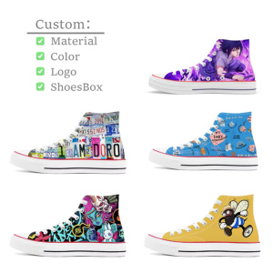 Custom High-Top Canvas Sneakers with Embroidery and Printing Men's <strong>Shoes</strong> Canvas Casual Walking <strong>Shoes</strong> - Product Image 1