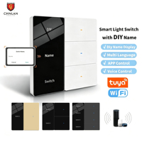 Interrupteur mural personnalisé Tuya DIY avec écran LED, panneau EU/UK 1/2/3/4 voies, bouton intelligent Wifi Smart Life, interrupteur d'éclairage 100V-240V