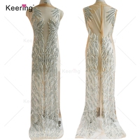 Applique de robe de mariée vintage de luxe, verte, rouge, argentée, avec strass, perles, pour toute la robe, WDP-076-3