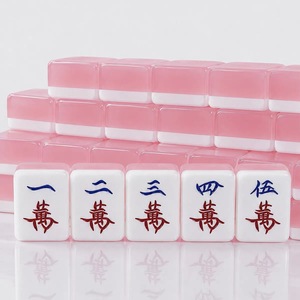 Tuiles de mahjong en acrylique à texture gelée rose, ensemble de mahjong de grande taille de style chinois, jeu de luxe, cadeau personnalisé, mahjong américain - Product Image 4