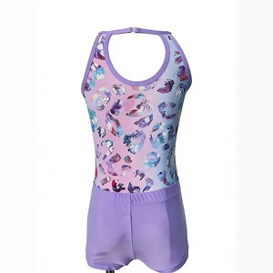 Ensemble de justaucorps de ballet pour filles, justaucorps de danse en rayonne et lycra avec short, tenue de scène pour enfants - Product Image 2